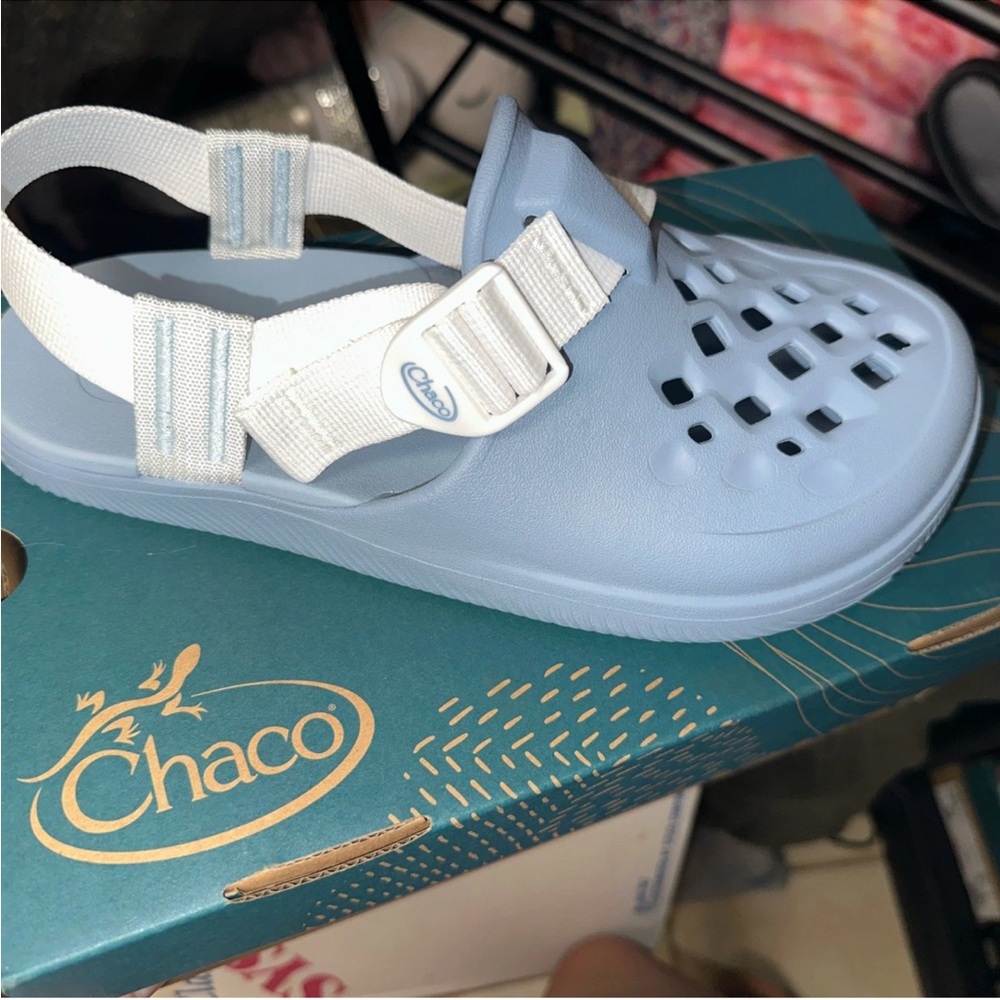 NEW! WOMENS CHACO CHILLOS CLOG SHOE BLUE FOG